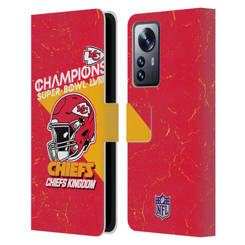 NFL 2024 Super Bowl LVIII Champions Kansas City Chiefs Helmet Leather Book Wallet Case Cover For Xiaomi 12 Pro