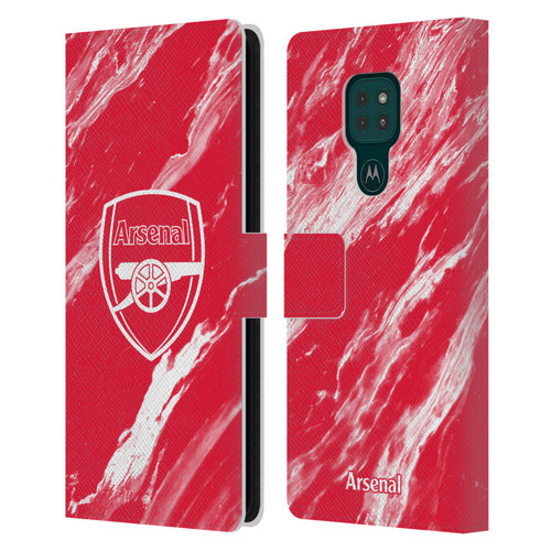 Arsenal FC Crest Patterns Red Marble Leather Book Wallet Case Cover For Motorola Moto G9 Play