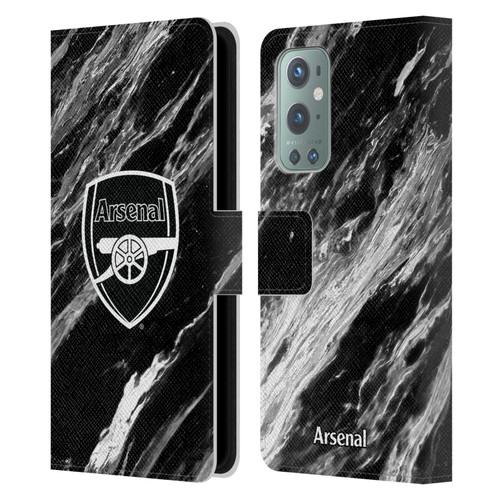 Arsenal FC Crest Patterns Marble Leather Book Wallet Case Cover For OnePlus 9