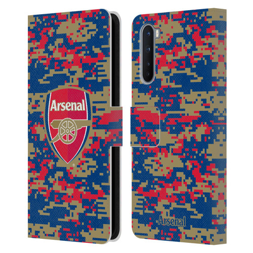 Arsenal FC Crest Patterns Digital Camouflage Leather Book Wallet Case Cover For OnePlus Nord 5G