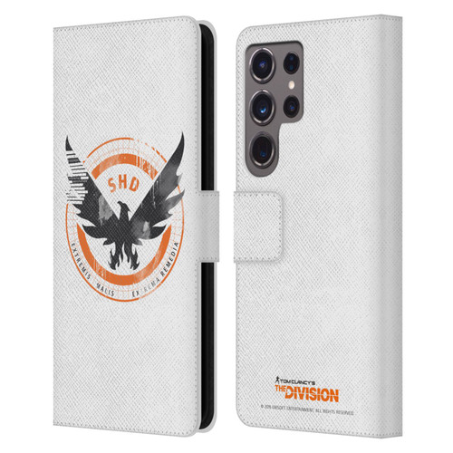 Tom Clancy's The Division Key Art Logo White Leather Book Wallet Case Cover For Samsung Galaxy S24 Ultra 5G