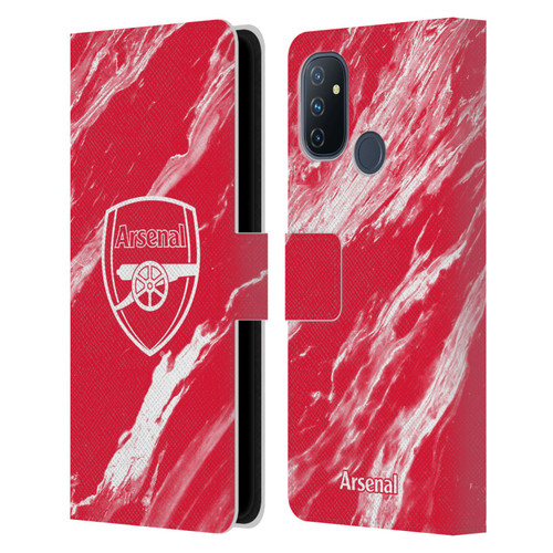 Arsenal FC Crest Patterns Red Marble Leather Book Wallet Case Cover For OnePlus Nord N100