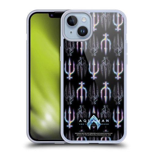 Aquaman And The Lost Kingdom Graphics Trident Pattern Soft Gel Case for Apple iPhone 14 Plus