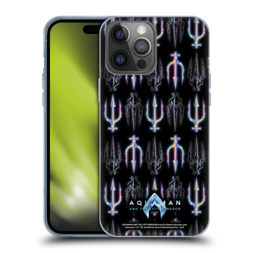 Aquaman And The Lost Kingdom Graphics Trident Pattern Soft Gel Case for Apple iPhone 14 Pro Max