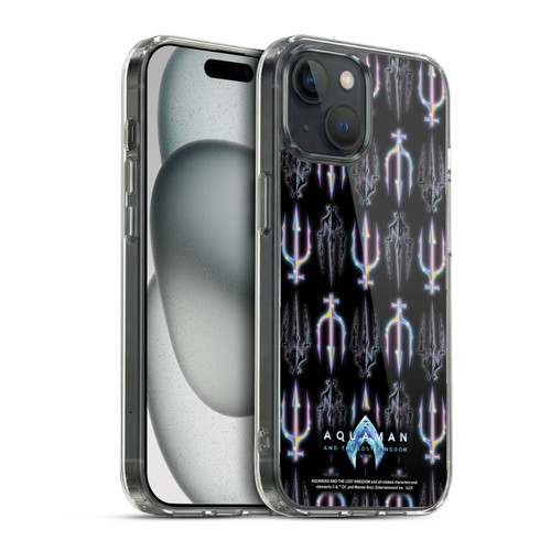 Aquaman And The Lost Kingdom Graphics Trident Pattern Soft Gel Case for Apple iPhone 15 & MagSafe