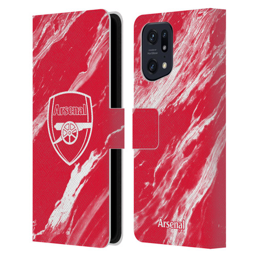 Arsenal FC Crest Patterns Red Marble Leather Book Wallet Case Cover For OPPO Find X5