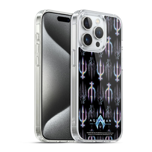 Aquaman And The Lost Kingdom Graphics Trident Pattern Soft Gel Case for Apple iPhone 15 Pro & MagSafe