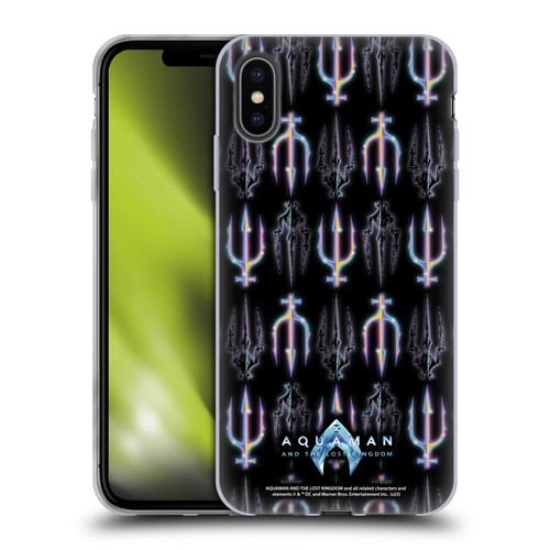Aquaman And The Lost Kingdom Graphics Trident Pattern Soft Gel Case for Apple iPhone XS Max