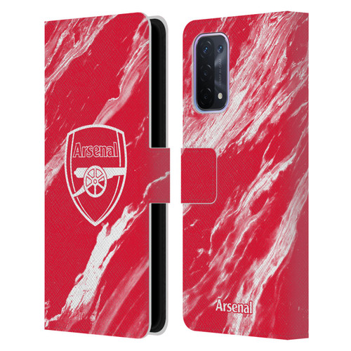 Arsenal FC Crest Patterns Red Marble Leather Book Wallet Case Cover For OPPO A54 5G