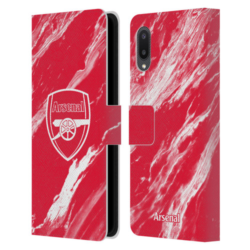 Arsenal FC Crest Patterns Red Marble Leather Book Wallet Case Cover For Samsung Galaxy A02/M02 (2021)