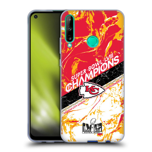 NFL 2024 Super Bowl LVIII Champions Kansas City Chiefs Marble Soft Gel Case for Huawei P40 lite E