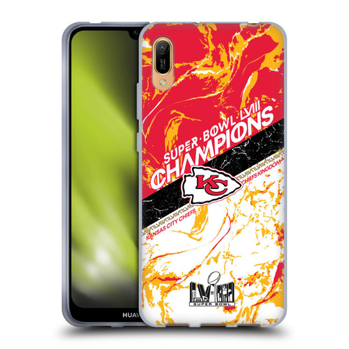 NFL 2024 Super Bowl LVIII Champions Kansas City Chiefs Marble Soft Gel Case for Huawei Y6 Pro (2019)