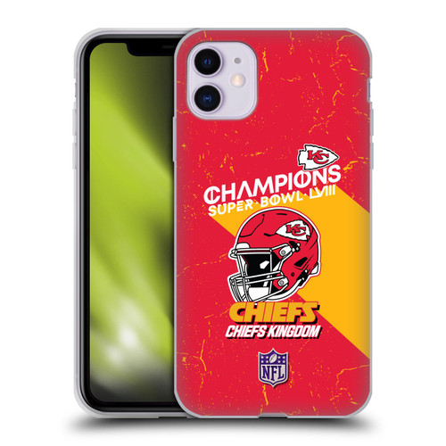 NFL 2024 Super Bowl LVIII Champions Kansas City Chiefs Helmet Soft Gel Case for Apple iPhone 11