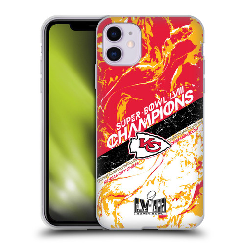 NFL 2024 Super Bowl LVIII Champions Kansas City Chiefs Marble Soft Gel Case for Apple iPhone 11