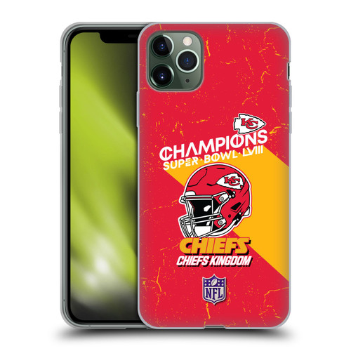 NFL 2024 Super Bowl LVIII Champions Kansas City Chiefs Helmet Soft Gel Case for Apple iPhone 11 Pro Max