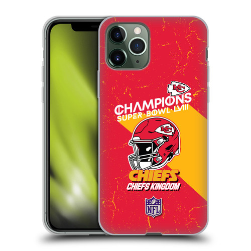 NFL 2024 Super Bowl LVIII Champions Kansas City Chiefs Helmet Soft Gel Case for Apple iPhone 11 Pro