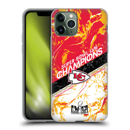 NFL 2024 Super Bowl LVIII Champions Kansas City Chiefs Marble Soft Gel Case for Apple iPhone 11 Pro