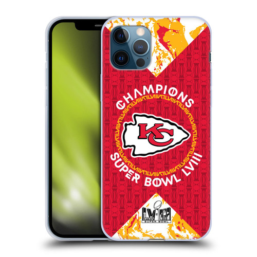 NFL 2024 Super Bowl LVIII Champions Kansas City Chiefs Patterns Soft Gel Case for Apple iPhone 12 / iPhone 12 Pro