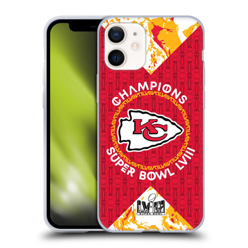 NFL 2024 Super Bowl LVIII Champions Kansas City Chiefs Patterns Soft Gel Case for Apple iPhone 12 Mini