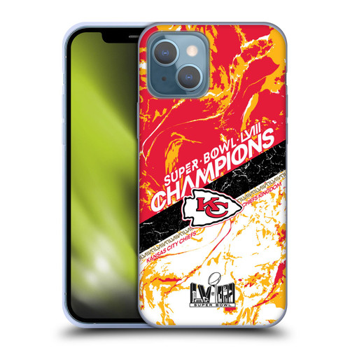 NFL 2024 Super Bowl LVIII Champions Kansas City Chiefs Marble Soft Gel Case for Apple iPhone 13