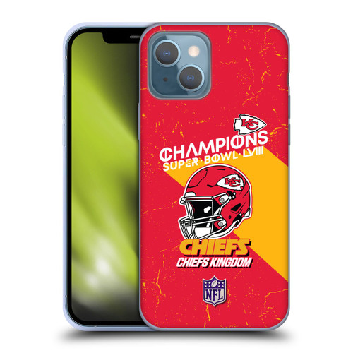 NFL 2024 Super Bowl LVIII Champions Kansas City Chiefs Helmet Soft Gel Case for Apple iPhone 13