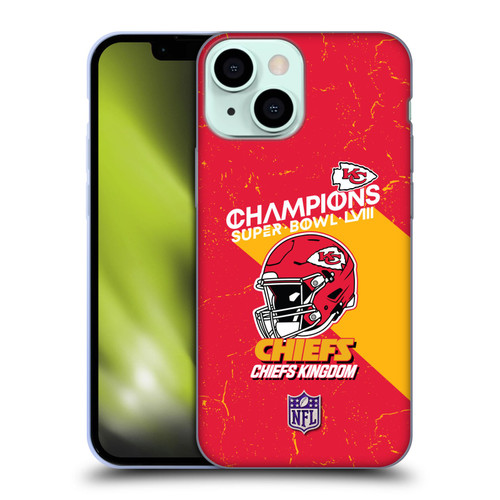 NFL 2024 Super Bowl LVIII Champions Kansas City Chiefs Helmet Soft Gel Case for Apple iPhone 13 Mini