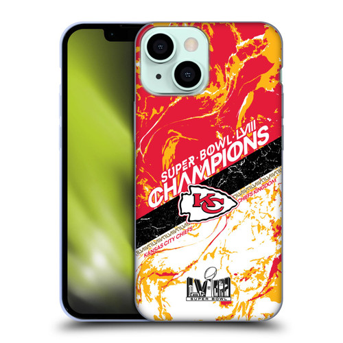 NFL 2024 Super Bowl LVIII Champions Kansas City Chiefs Marble Soft Gel Case for Apple iPhone 13 Mini