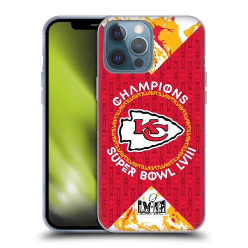 NFL 2024 Super Bowl LVIII Champions Kansas City Chiefs Patterns Soft Gel Case for Apple iPhone 13 Pro Max