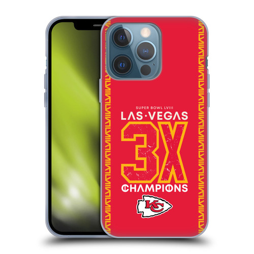 NFL 2024 Super Bowl LVIII Champions Kansas City Chiefs 3x Champ Soft Gel Case for Apple iPhone 13 Pro