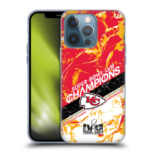 NFL 2024 Super Bowl LVIII Champions Kansas City Chiefs Marble Soft Gel Case for Apple iPhone 13 Pro