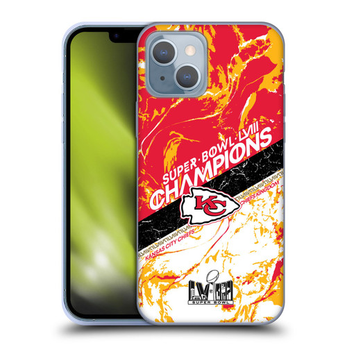 NFL 2024 Super Bowl LVIII Champions Kansas City Chiefs Marble Soft Gel Case for Apple iPhone 14