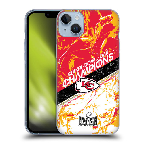 NFL 2024 Super Bowl LVIII Champions Kansas City Chiefs Marble Soft Gel Case for Apple iPhone 14 Plus