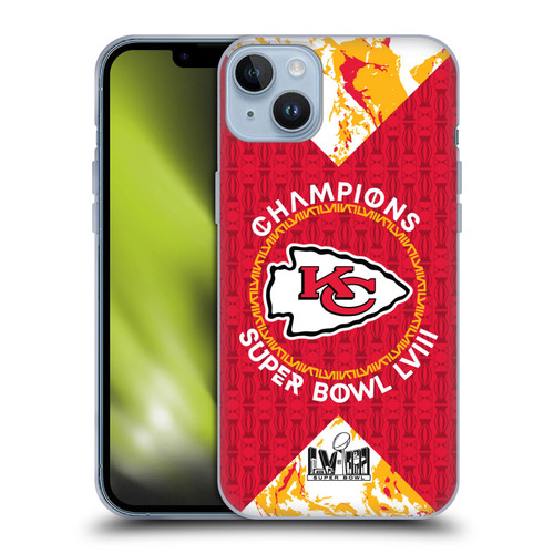 NFL 2024 Super Bowl LVIII Champions Kansas City Chiefs Patterns Soft Gel Case for Apple iPhone 14 Plus