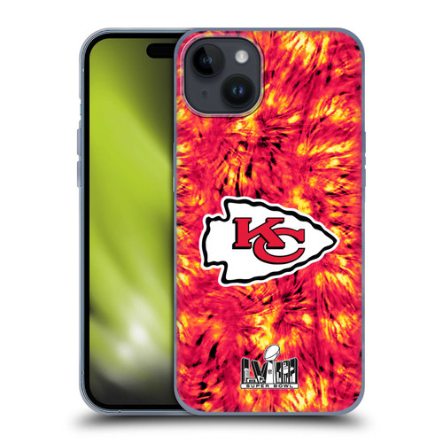 NFL 2024 Super Bowl LVIII Champions Kansas City Chiefs Tie Dye Soft Gel Case for Apple iPhone 15 Plus