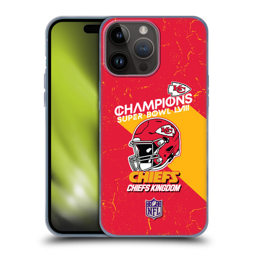 NFL 2024 Super Bowl LVIII Champions Kansas City Chiefs Helmet Soft Gel Case for Apple iPhone 15 Pro Max