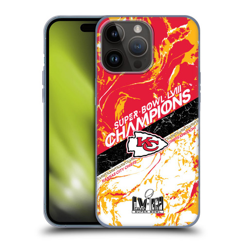 NFL 2024 Super Bowl LVIII Champions Kansas City Chiefs Marble Soft Gel Case for Apple iPhone 15 Pro Max
