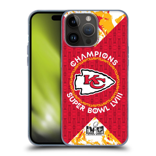 NFL 2024 Super Bowl LVIII Champions Kansas City Chiefs Patterns Soft Gel Case for Apple iPhone 15 Pro Max