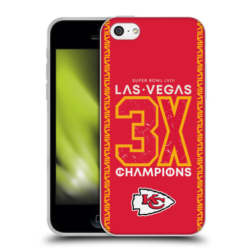 NFL 2024 Super Bowl LVIII Champions Kansas City Chiefs 3x Champ Soft Gel Case for Apple iPhone 5c