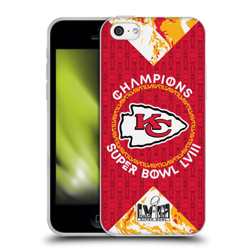 NFL 2024 Super Bowl LVIII Champions Kansas City Chiefs Patterns Soft Gel Case for Apple iPhone 5c