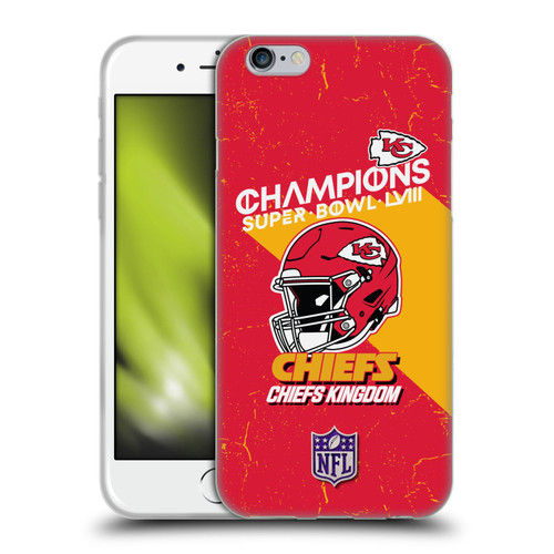 NFL 2024 Super Bowl LVIII Champions Kansas City Chiefs Helmet Soft Gel Case for Apple iPhone 6 / iPhone 6s