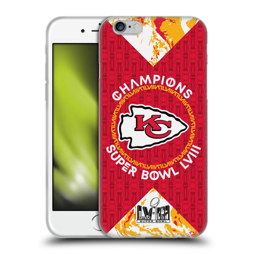 NFL 2024 Super Bowl LVIII Champions Kansas City Chiefs Patterns Soft Gel Case for Apple iPhone 6 / iPhone 6s