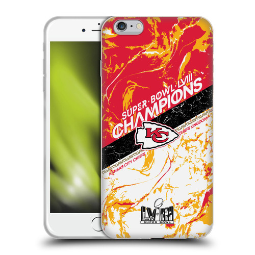 NFL 2024 Super Bowl LVIII Champions Kansas City Chiefs Marble Soft Gel Case for Apple iPhone 6 Plus / iPhone 6s Plus