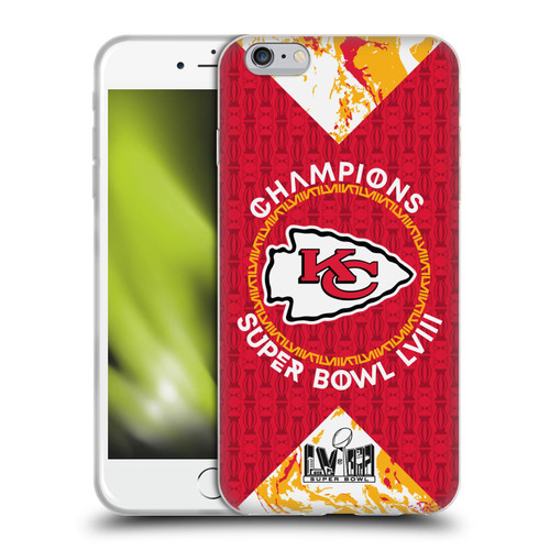 NFL 2024 Super Bowl LVIII Champions Kansas City Chiefs Patterns Soft Gel Case for Apple iPhone 6 Plus / iPhone 6s Plus