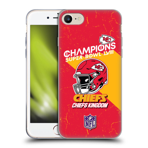 NFL 2024 Super Bowl LVIII Champions Kansas City Chiefs Helmet Soft Gel Case for Apple iPhone 7 / 8 / SE 2020 & 2022