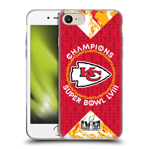 NFL 2024 Super Bowl LVIII Champions Kansas City Chiefs Patterns Soft Gel Case for Apple iPhone 7 / 8 / SE 2020 & 2022