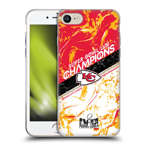 NFL 2024 Super Bowl LVIII Champions Kansas City Chiefs Marble Soft Gel Case for Apple iPhone 7 / 8 / SE 2020 & 2022