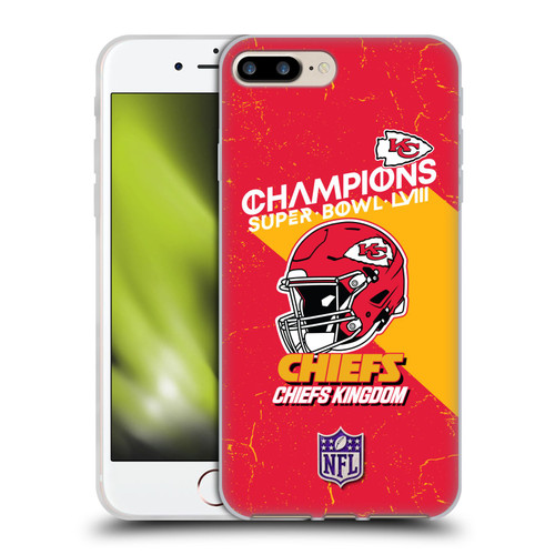 NFL 2024 Super Bowl LVIII Champions Kansas City Chiefs Helmet Soft Gel Case for Apple iPhone 7 Plus / iPhone 8 Plus