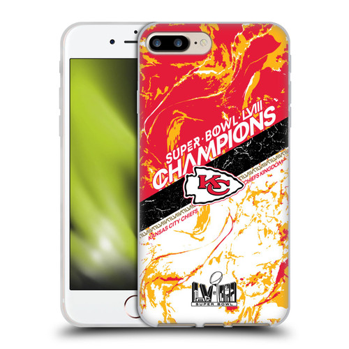NFL 2024 Super Bowl LVIII Champions Kansas City Chiefs Marble Soft Gel Case for Apple iPhone 7 Plus / iPhone 8 Plus