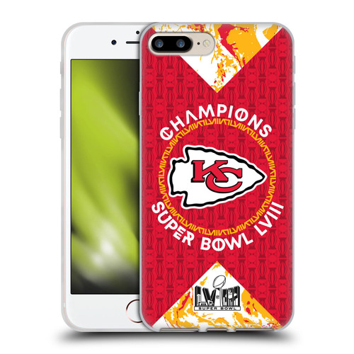 NFL 2024 Super Bowl LVIII Champions Kansas City Chiefs Patterns Soft Gel Case for Apple iPhone 7 Plus / iPhone 8 Plus