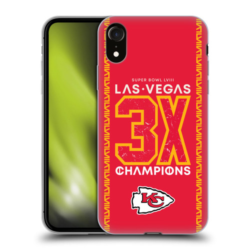 NFL 2024 Super Bowl LVIII Champions Kansas City Chiefs 3x Champ Soft Gel Case for Apple iPhone XR